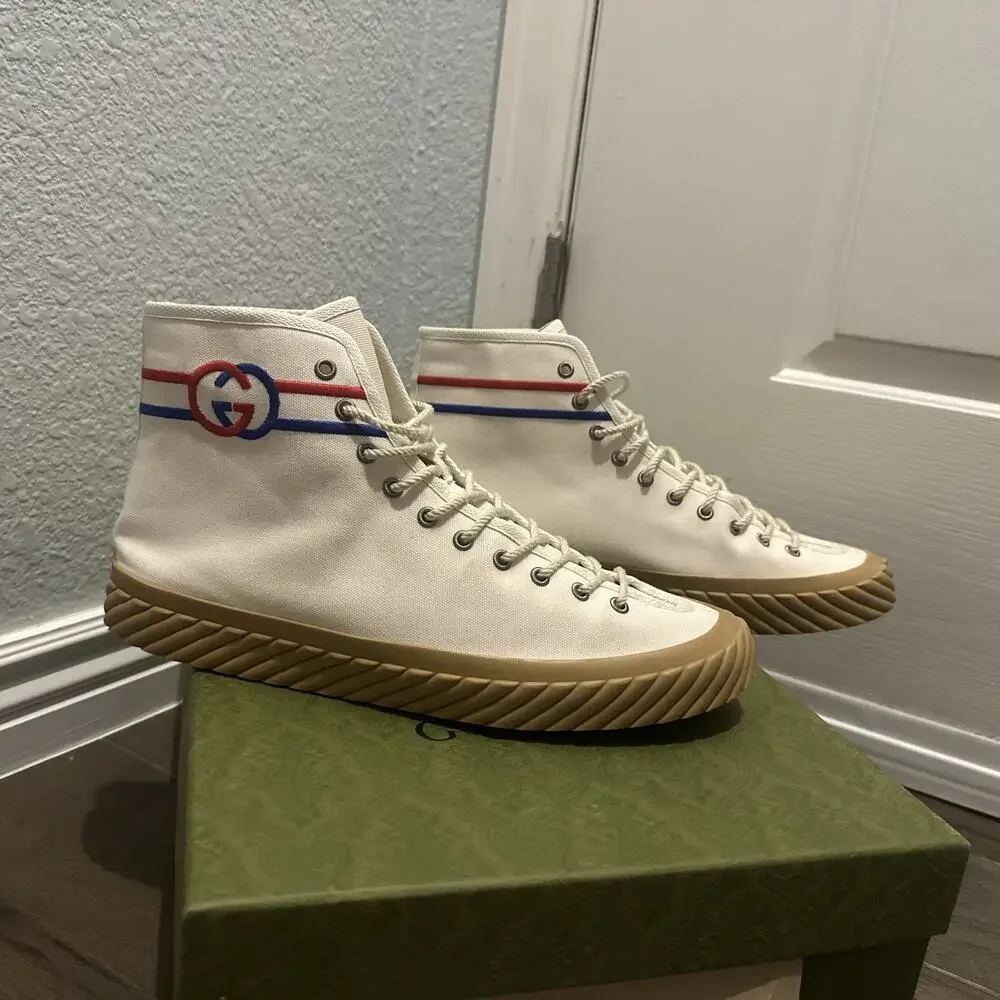 Authentic GUCCI INTERLOCKING G FABRIC BOOTIE SNEAKERS GG 11 (fits USA 12) 703033